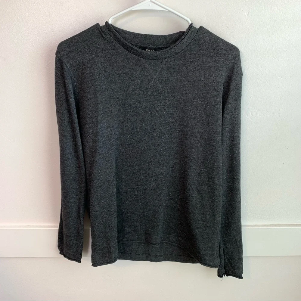 Zara Dark Gray Crewneck Long Sleeve Sweater
